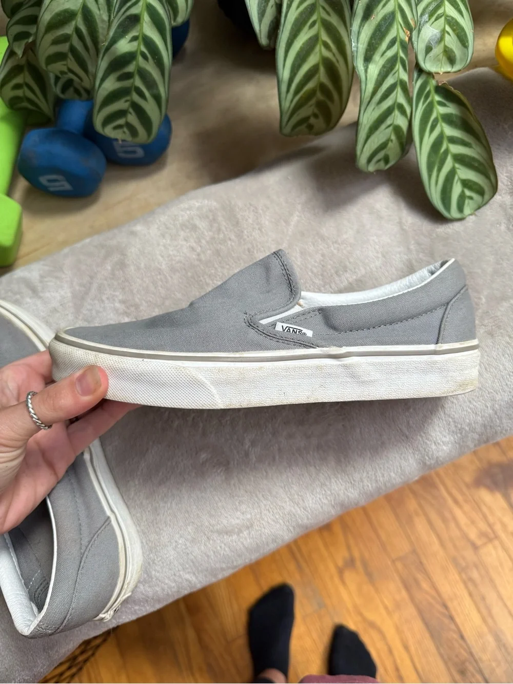 Vans Gray Classic Slip-On Canvas Shoes